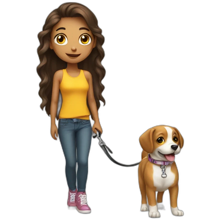 cute girl on leash emoji