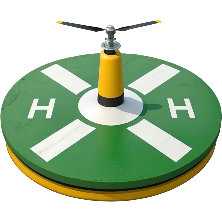 a helipad with a green surface and an H in the center emoji