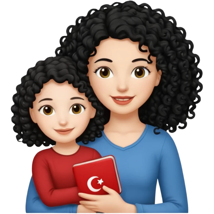 a white  girl holding tunisia girl with curly hair emoji