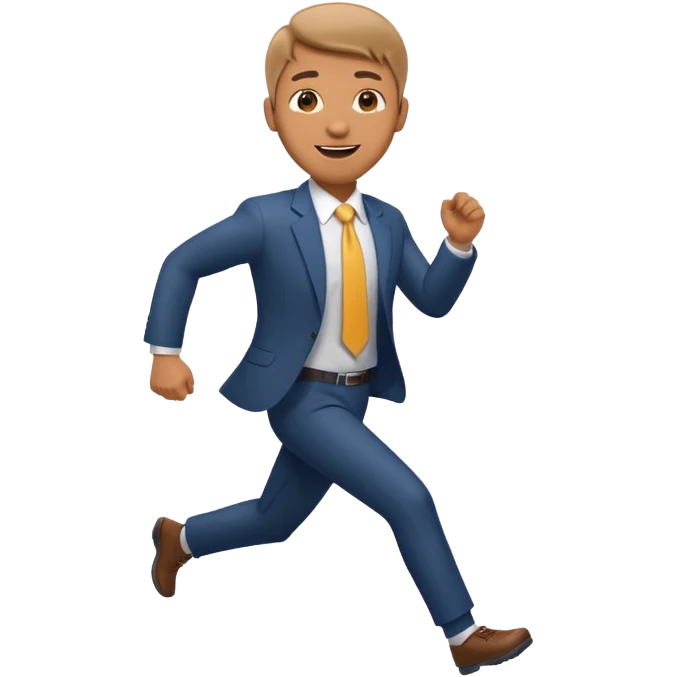 businessman picking running, face direct to camera emoji