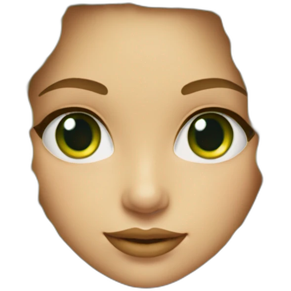 Chica rubia pelo rizado largo y flequillo, ojos verdes con ropa verde + pc emoji