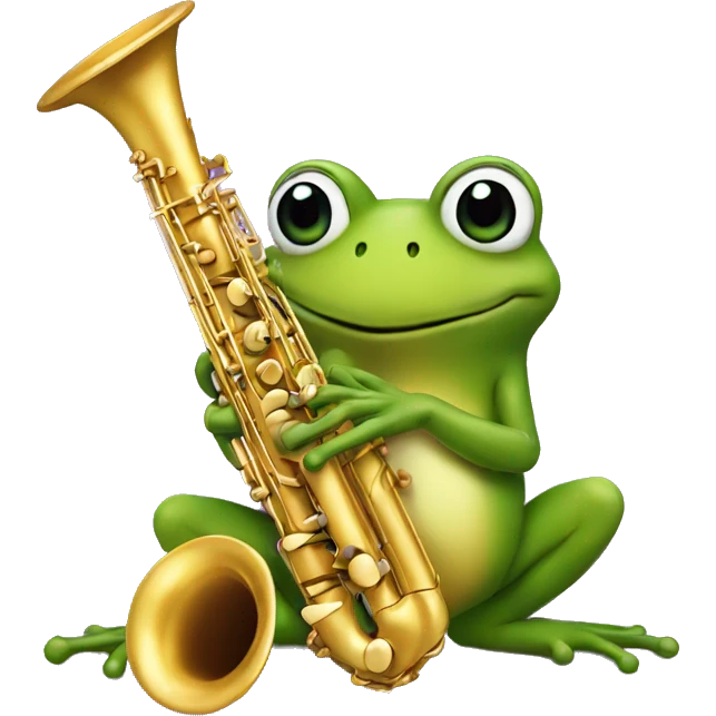 une grenouille qui joue du saxophone emoji