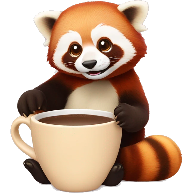 red panda qui fait une pause café live emoji