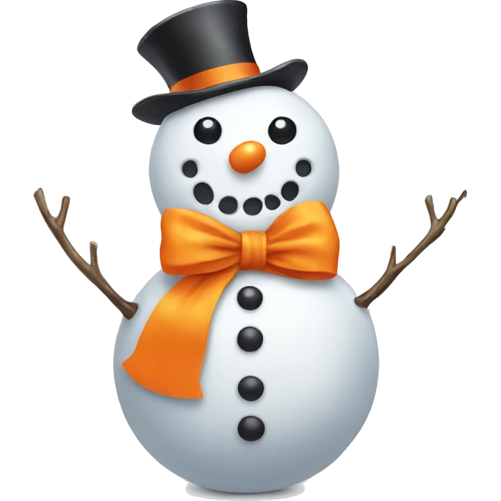 Snowman with a orange bow emoji