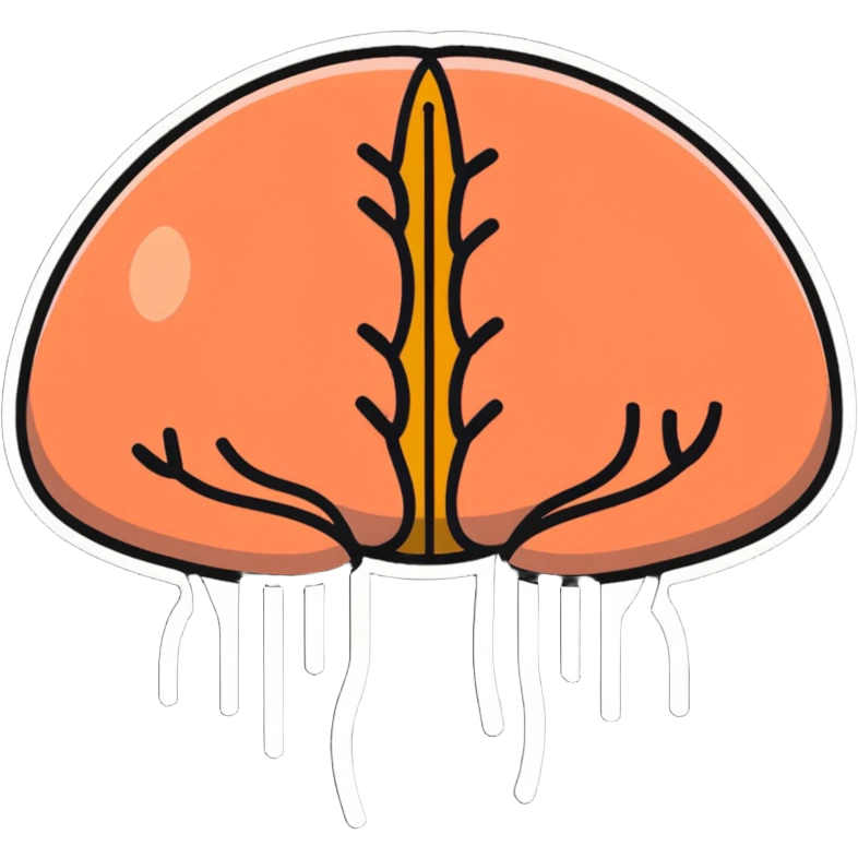 A bright, healthy brain surrounded by foods rich in phosphatidylserine precursors: salmon, egg yolk, fermented soy, and healthy fats, all connected by gentle glowing lines to the brain. emoji
