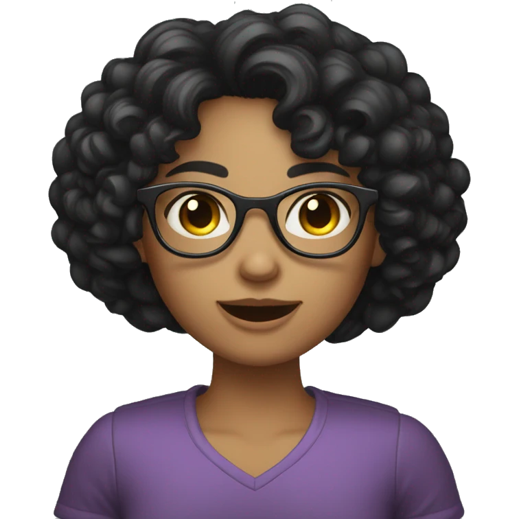 A curly-black-haired fair girl with glasses and Wink emoji