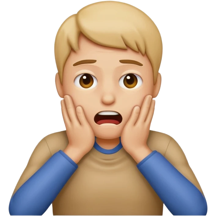Make an emoji that looks stressed and is choking itself  emoji