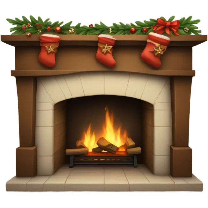 Realistic Christmas fireplace emoji