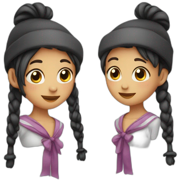 a girl with pigtails in a hat emoji