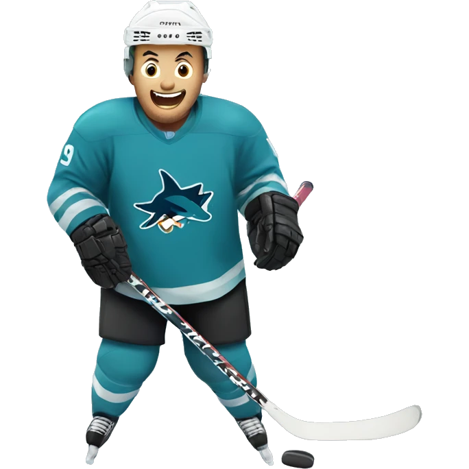 Hockey playing shark emoji