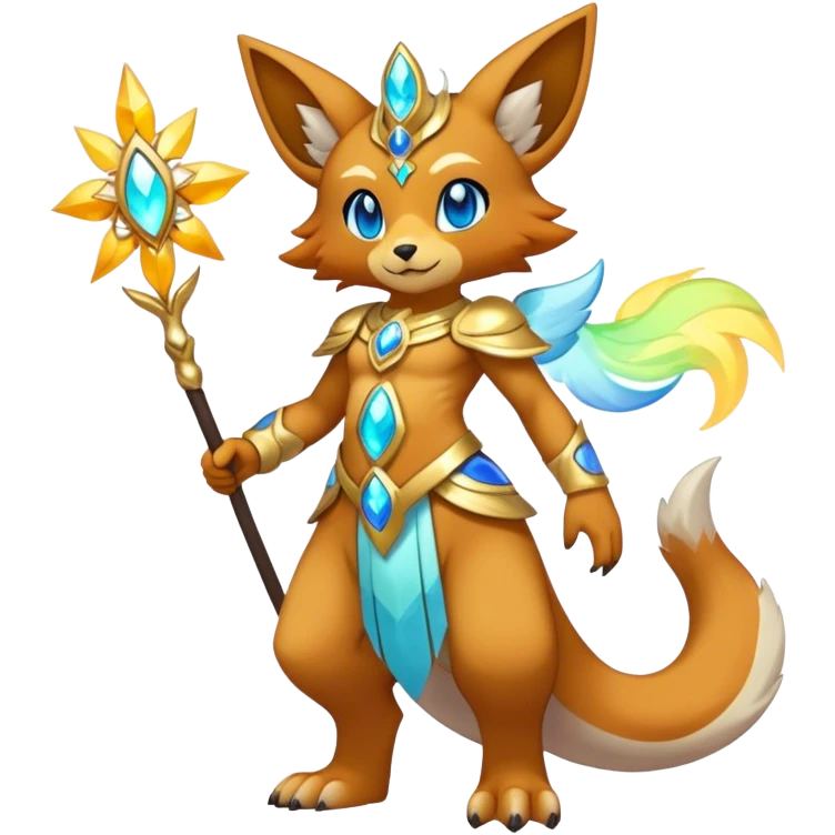 Anthro Sona Colorful Godly Celestial Shiny Fakemon Fantasy Creature Full Body emoji