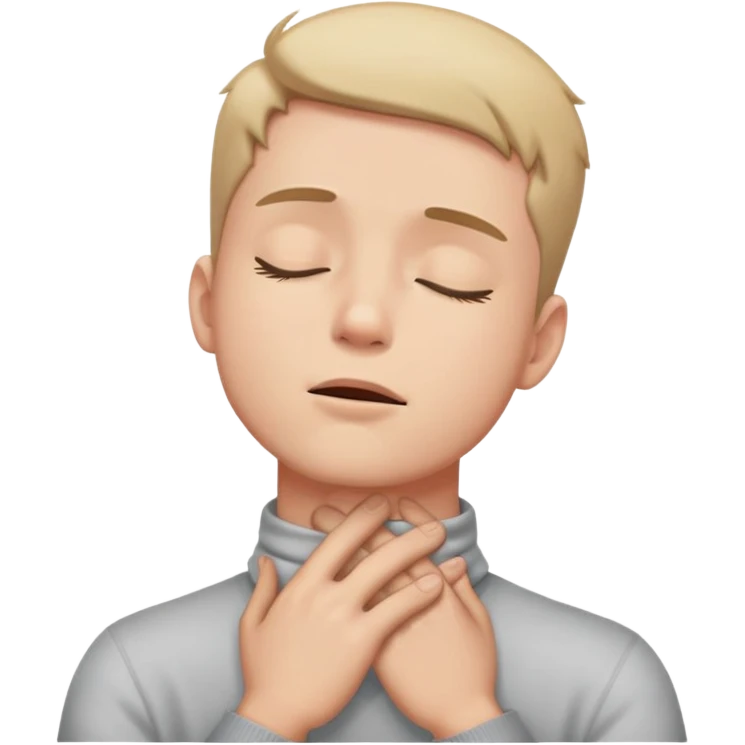 Guy with his hands on his neck with his eyes closed looking up emoji