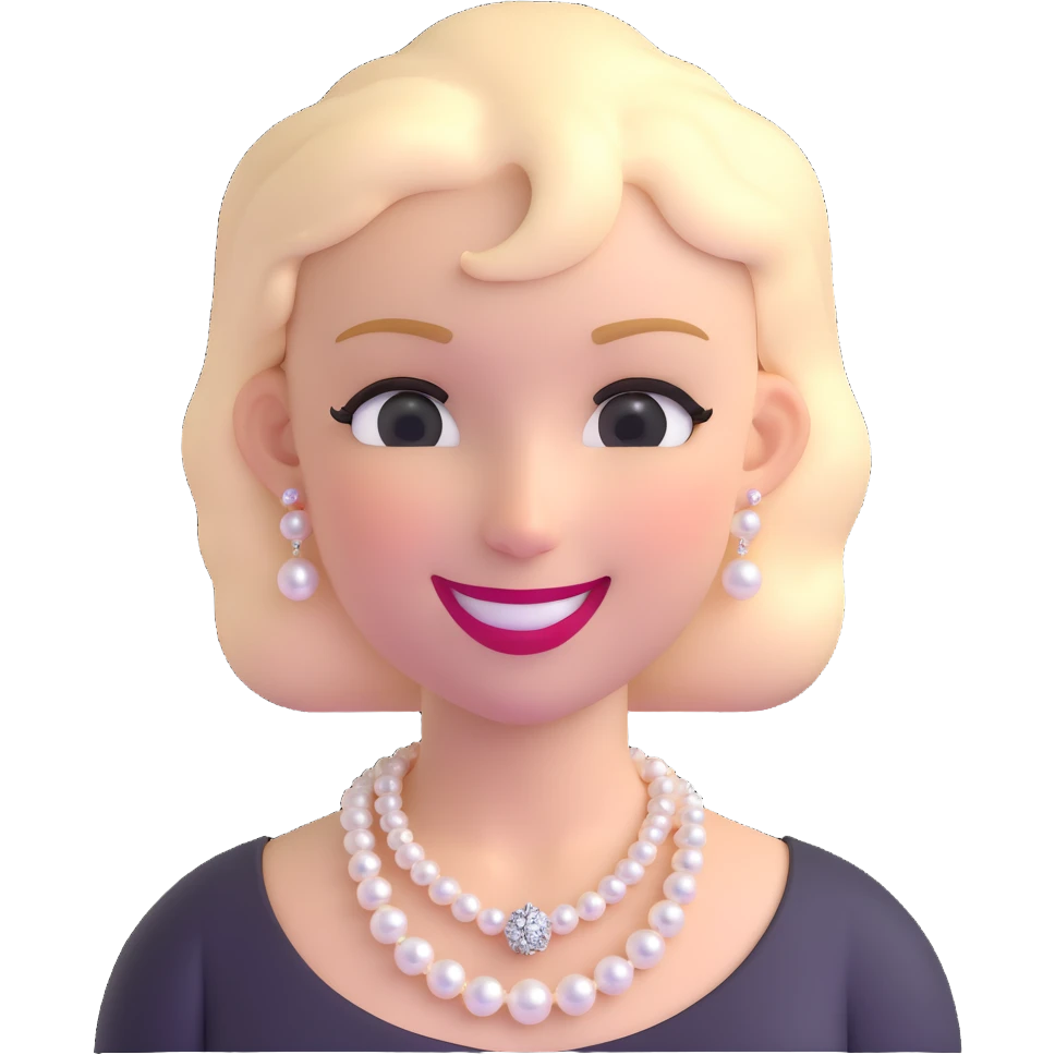 coquette winking with pearl necklace emoji