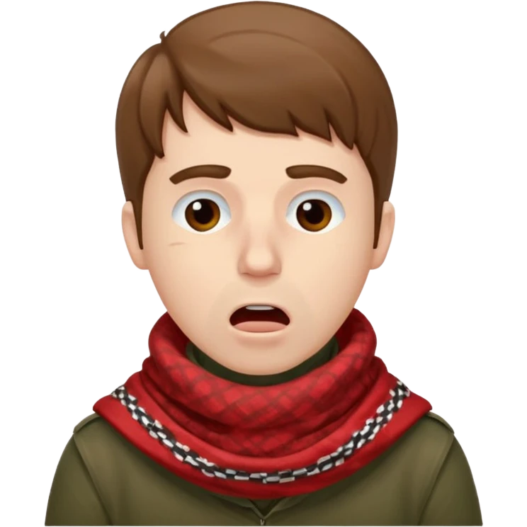 Sore throat for white brown hair guy
No fever - red  palestinian keffieh emoji