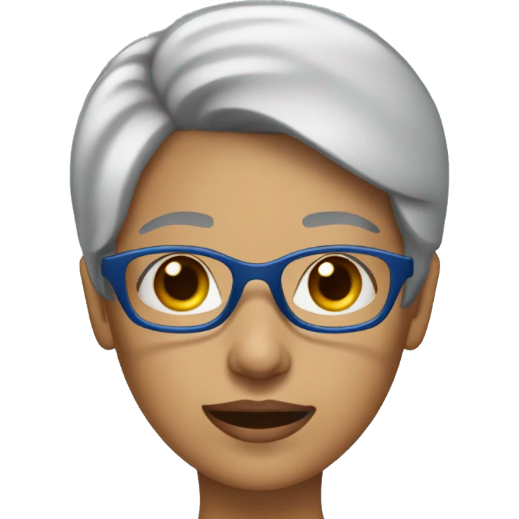 Woman with short gray hair and blue rimed glasses  emoji