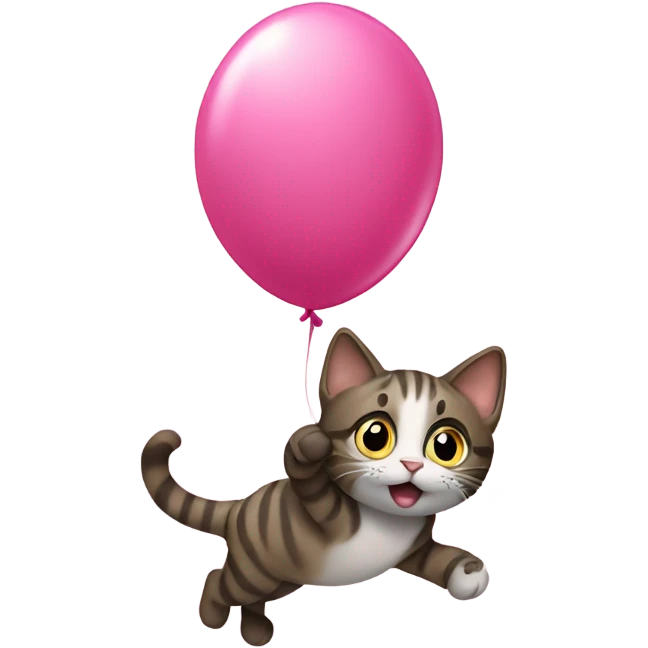Cat being lifted by a balloon emoji