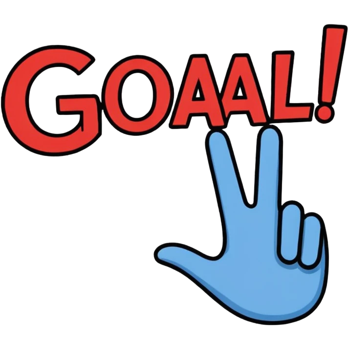 Word “Goal” sign comic style blue (#00A3E0) and red (#F9423A)  emoji