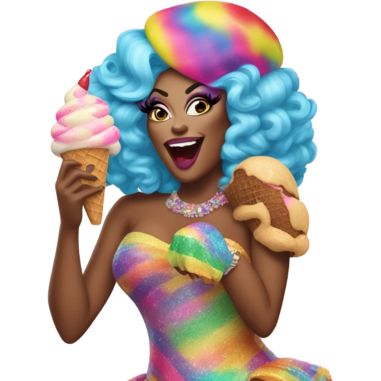 Drag queen eating ice cream emoji