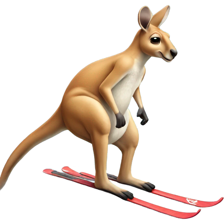 kangaroo farting white skiing emoji