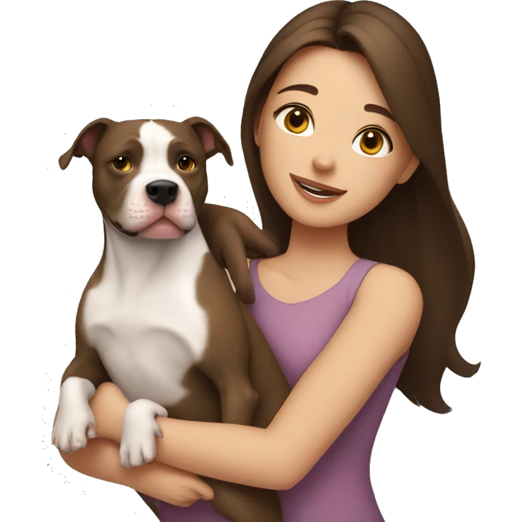 One brunette girl hugging three pitbulls emoji