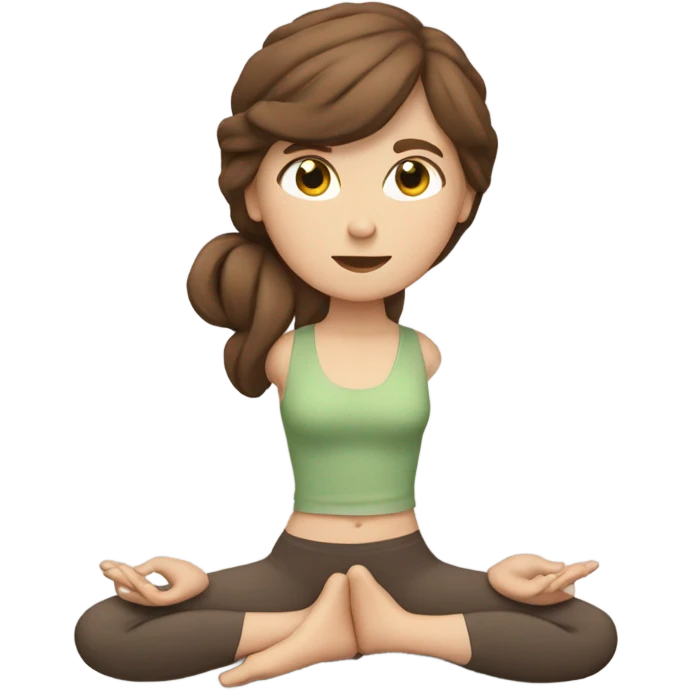 White girl brown hair doing yoga  emoji
