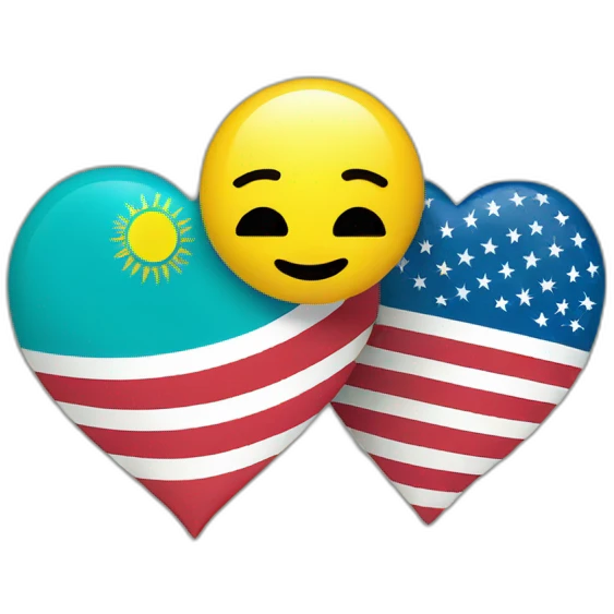 An American and Kazakh flag joined by a heart emoji