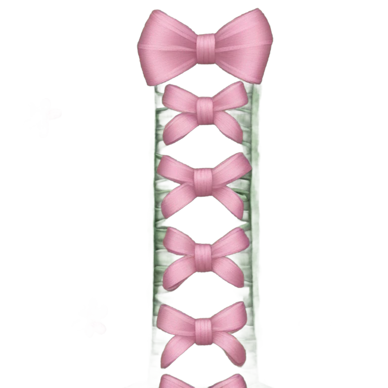 Sage green corset with flower embroidery and pink bows, isolated emoji