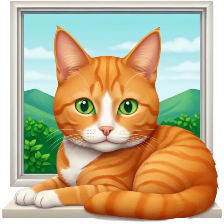 Window with cat on sill + lamp glow emoji