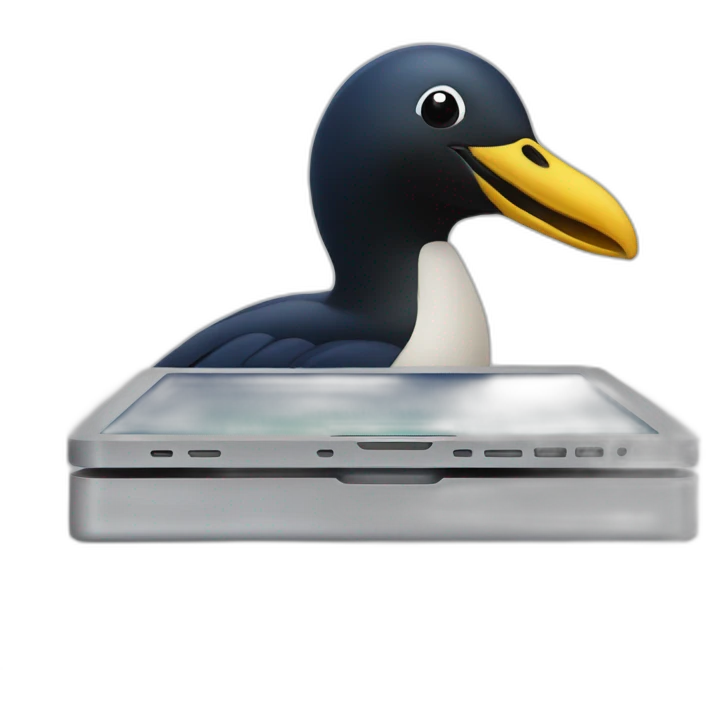 a minnesota loon coding on a macbook emoji