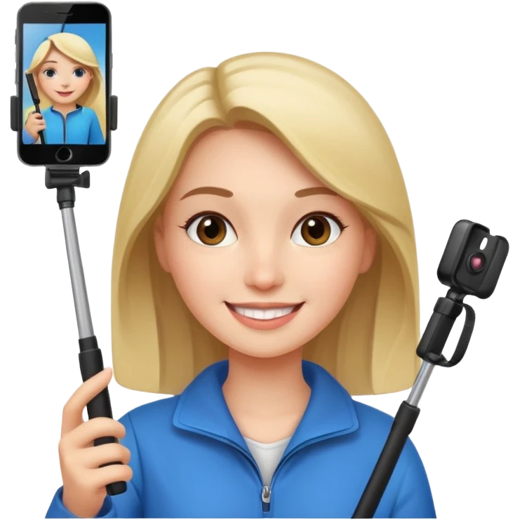 girl with phone selfie stick emoji