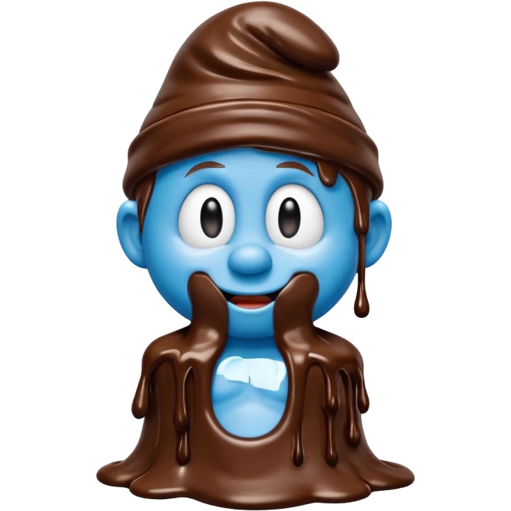 A blue Smurf covered in chocolate emoji