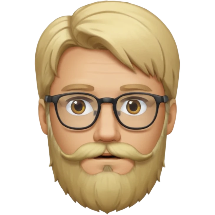 bearded long haired blonde man with eyeglasses emoji