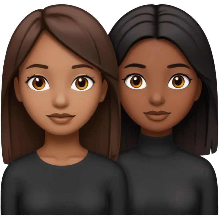 generate a strait and brown haired girl turning into a black and strait haired girl emoji emoji