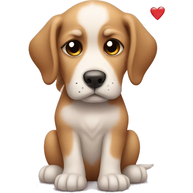Sad puppy with hearts above it emoji