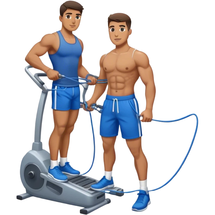 fit man with blue shorts using cable-machine emoji