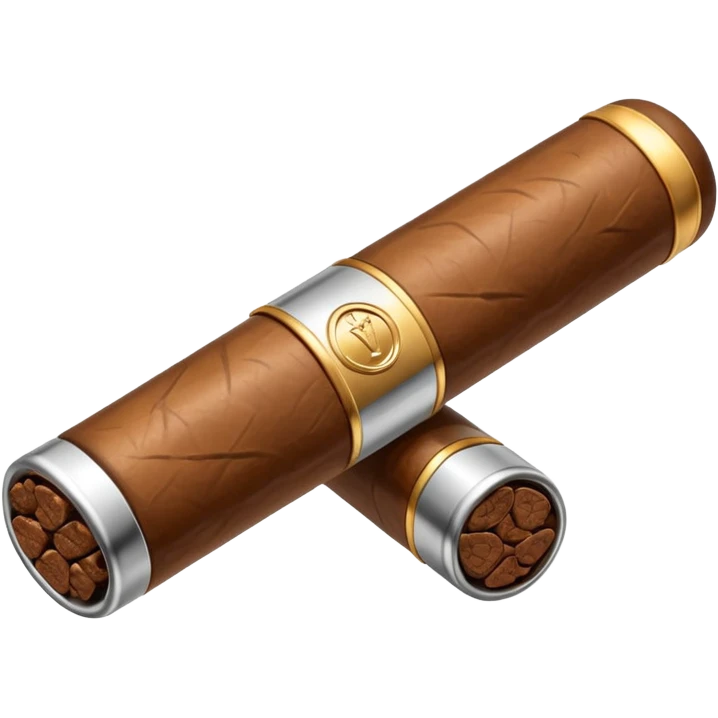 A luxury cigar emoji made of silver chrome, smooth metallic texture, minimal shape, glossy reflections, rich swag aesthetic, iOS emoji style, centered, clean white background emoji