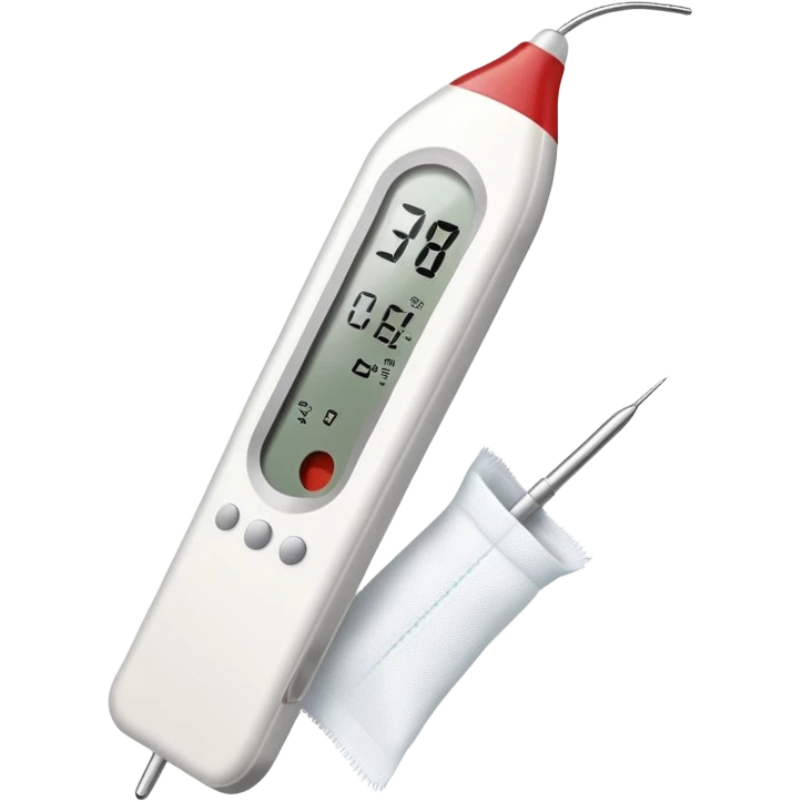 digital thermometer and clean surgical gauze together emoji
