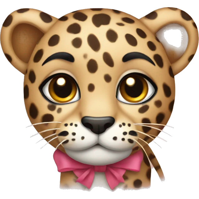 cute leopard with bow emoji