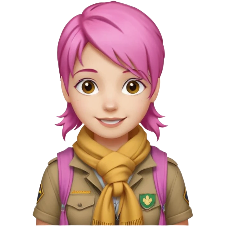 scout girl with pink hair and not the uniform only scarf and normal clothing emoji