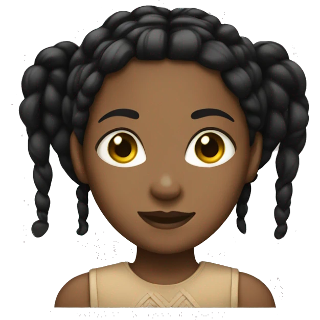 Brown skin girl with black braids  emoji