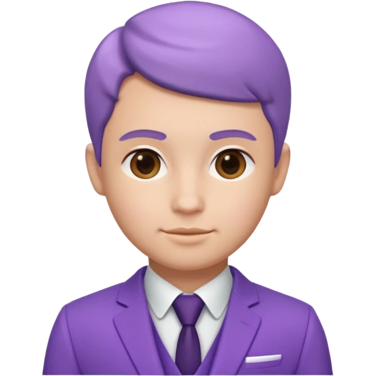 lavender-purple Suit, smooth rounded neckline, simple design, glossy surface, plain background, Memoji-style. emoji