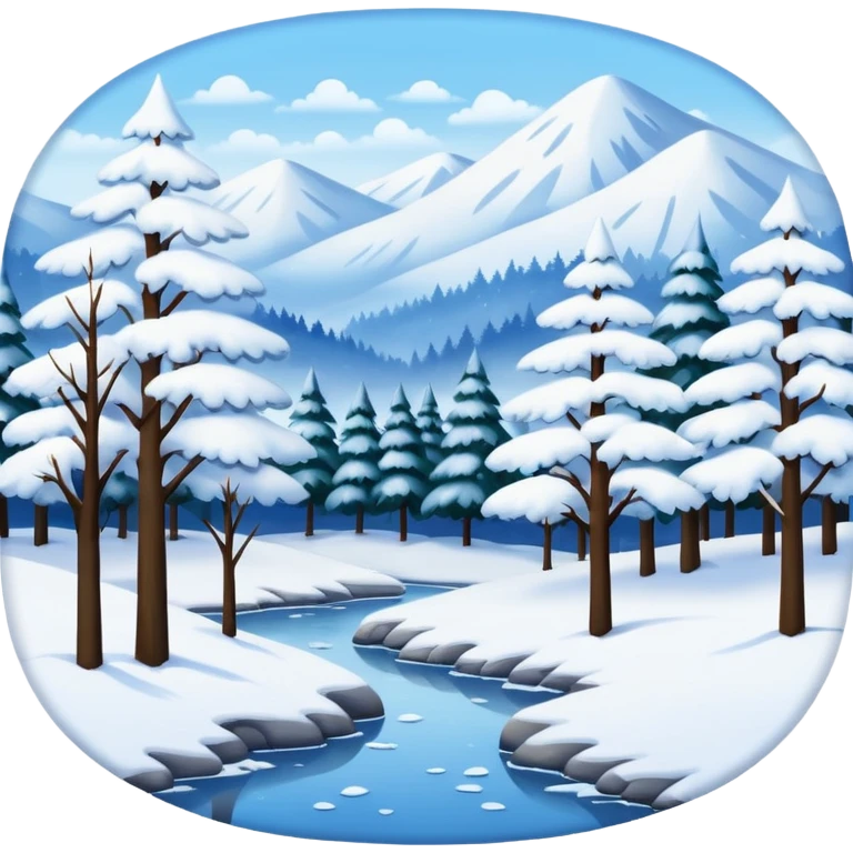 painting with snowing landscape emoji