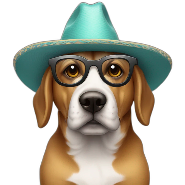 Perro con lentes y sombrero emoji