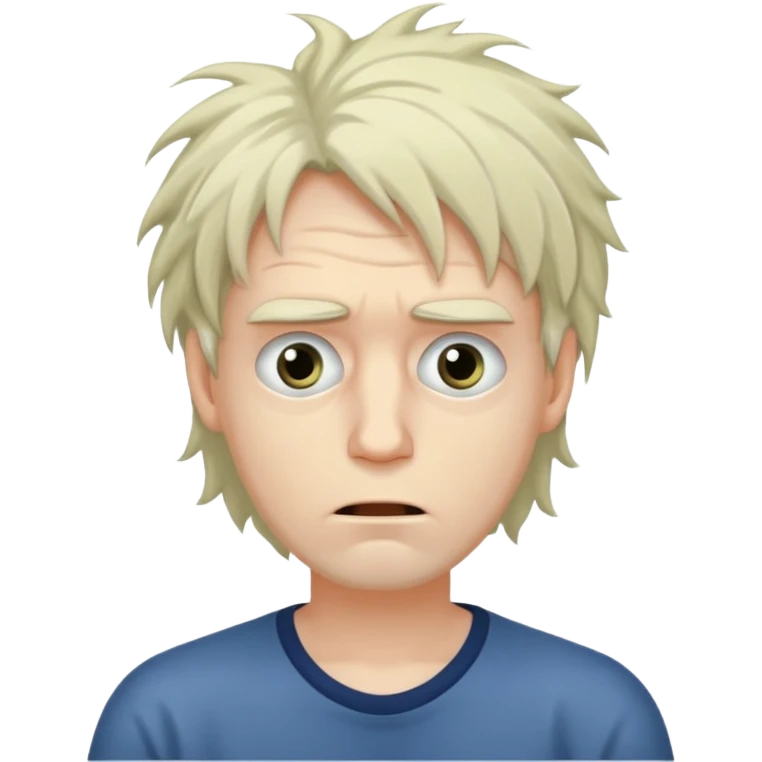 Weak man with disheveled hair sick emoji