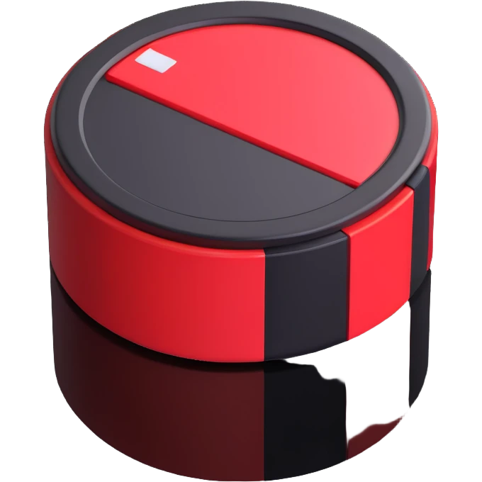 realistic 3D round battery with half red level, soft shadow, isolated on white background emoji