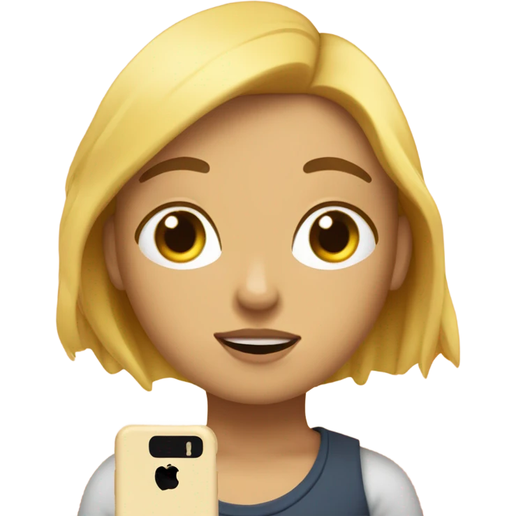 Chica con pelo rubio durmiendo y chica rubia con teléfono y con iPhone 15 emoji
