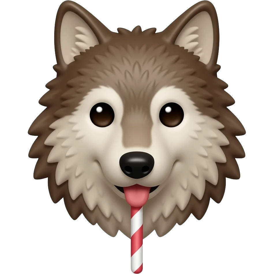 Ruby chocolate wolf face with long lollipop stick emoji