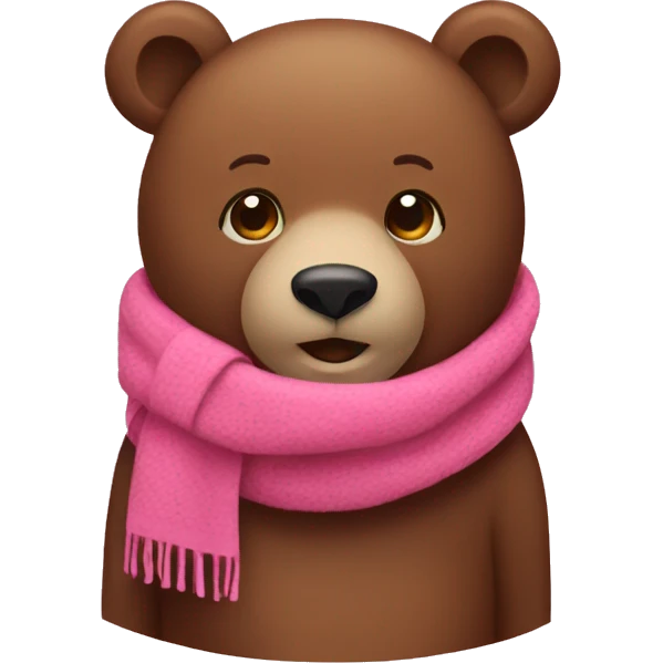 Brown bear wearing a pink scarf  emoji