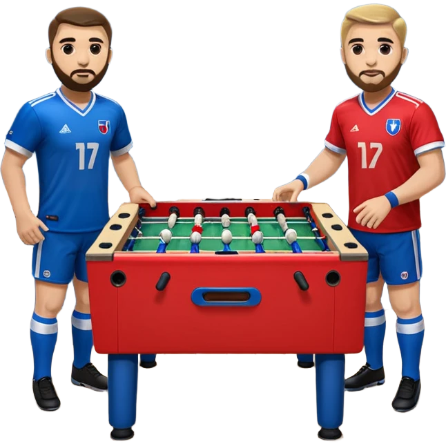 Make Foosball emoji only 2 players in the same bar, one blue and one red emoji