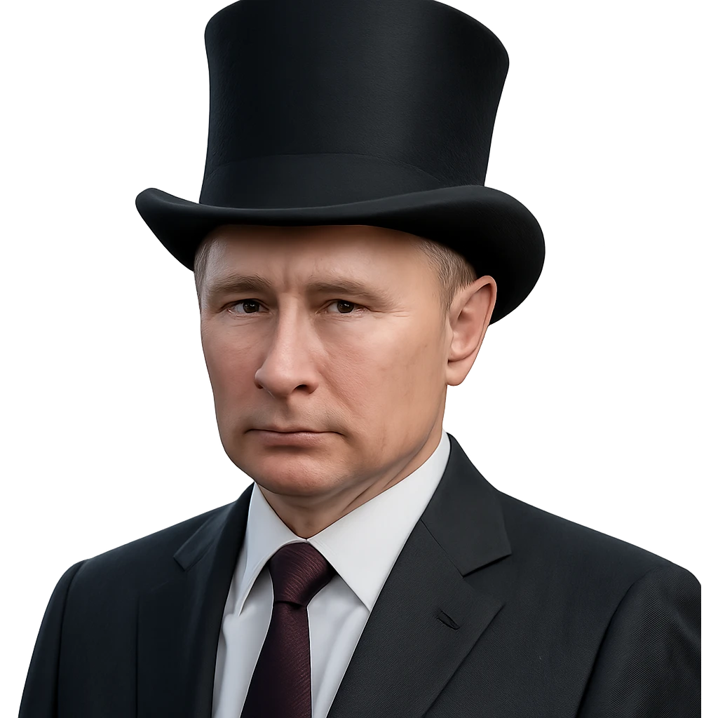 realistic Putin in a black top hat emoji